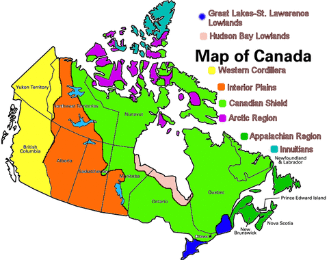Canada Physical Regions Map